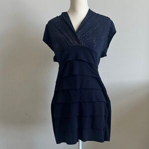 Enfocus Studio Navy Mini Dress with Layered Design